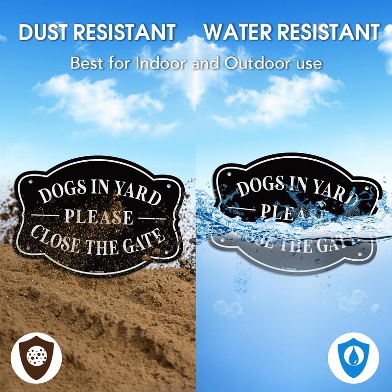 TR Dogs in Yard Please Close the Gate Sign - 2 Pack - 9.5 x 6.8 Inches Rust Free .040 Aluminum Reflective - UV Protected, Waterproof, Weatherproof and Fade Resistant - 4 Pre-drilled Holes - Image 4